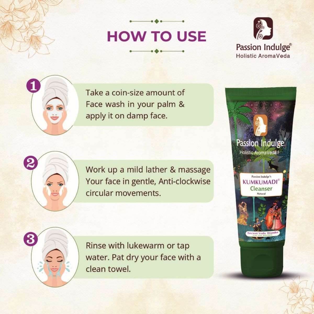 Kumkumadi Cleanser 100ml For Glowing Skin | Shine & Brightness | Anti Aging|16 Herbs | & Pearl Light Cleanser For Skin Lightening & Brightening 100ml - passionindulge