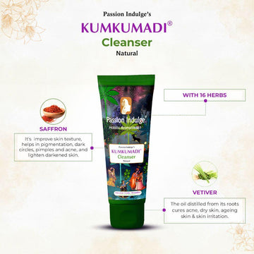 Kumkumadi Cleanser For Glowing Skin | Shine & Brightness | Anti Aging | Anti Wrinkle| Ayurvedic & Natural | with Saffron, Vetiver & 16 Herbs| All Skin Types - 100ml