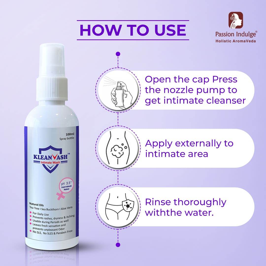 Kleanvash Natural Intimate Wash-100 ml | Expert Hygiene Wash for Women | Maintains pH Balance |Suitable for all skin type - passionindulge