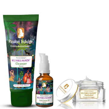 Daily Glowing Kumkumadi Booster Combo - Kumkumadi Cleanser, Serum & Moisturizer - passionindulge