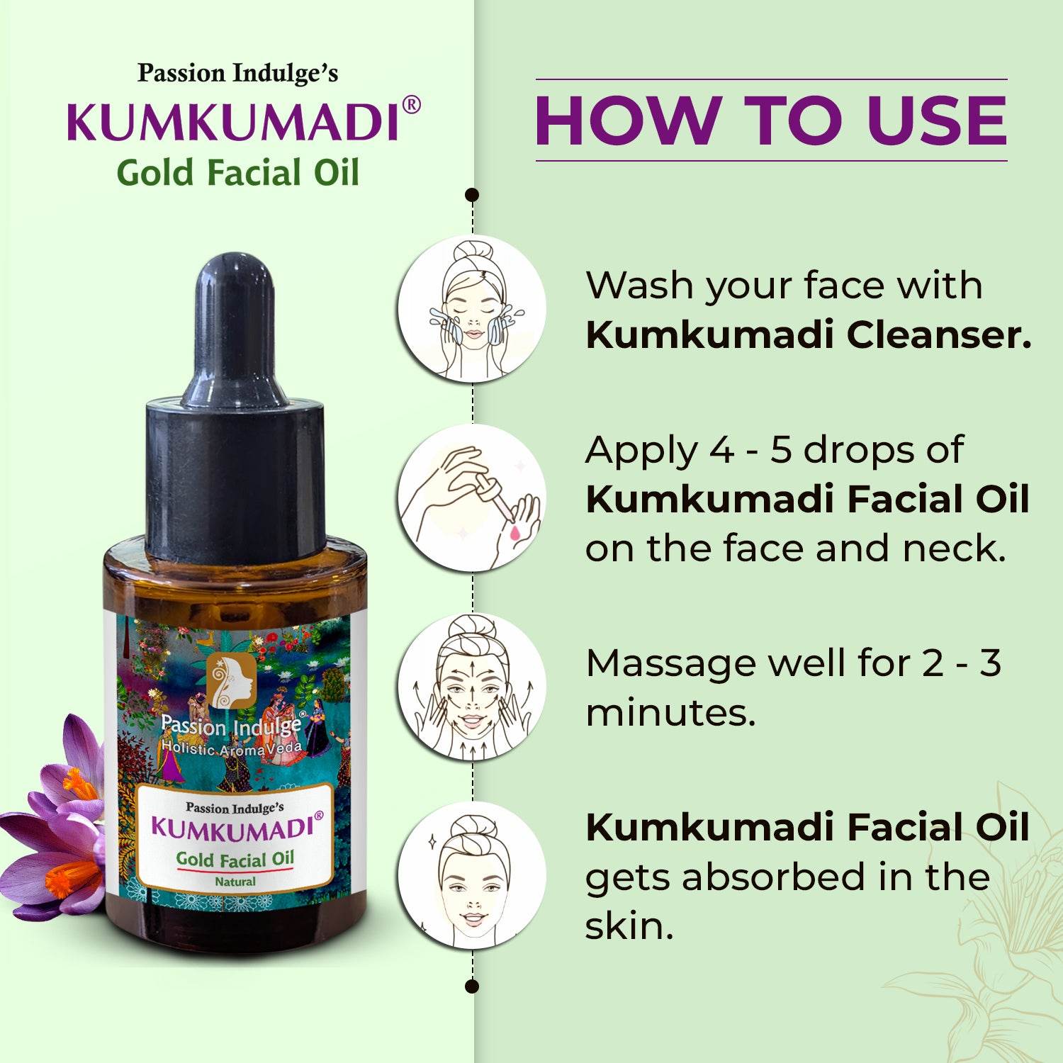 Kumkumadi Oil for Face – 30ml | Ayurvedic Kumkumadi Tailam for Glowing Skin | With Saffron, Vetiver & 16 Herbs | Anti-Aging, Skin Glowing| Natural & Vegan Face Oil - passionindulge