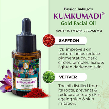 Kumkumadi Oil for Face – 30ml | Ayurvedic Kumkumadi Tailam for Glowing Skin | With Saffron, Vetiver & 16 Herbs | Anti-Aging, Skin Glowing| Natural & Vegan Face Oil