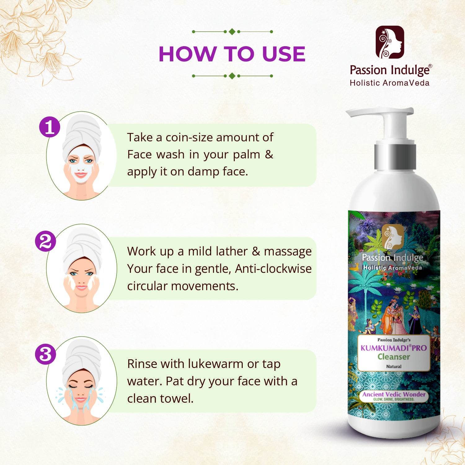 Professinal Skin glowing face cleanser KUMKUMADI PRO - 500 ml |Glowing Skin & Pigmentation | With Saffron, Vetiver & 16 Herbs| Suitable for All Skin Types - passionindulge