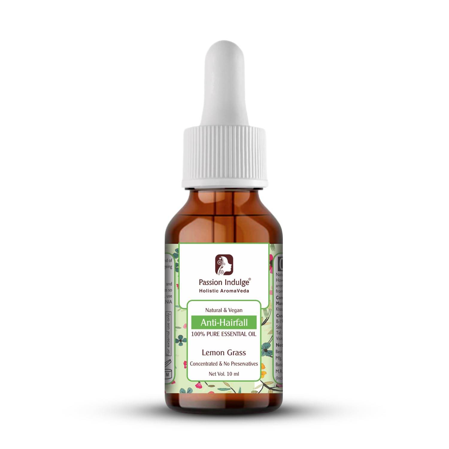 Lemongrass Essential Oil 10ml for Acne | Black Heads | Pores & Hair Fall Control | Natural & Vegan - passionindulge