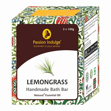 Handmade Bath Bar Soap Lemongrass - each 100gm | Natural & Vegan  | Aromatherapy | Peta Certified( Pack of 3 )
