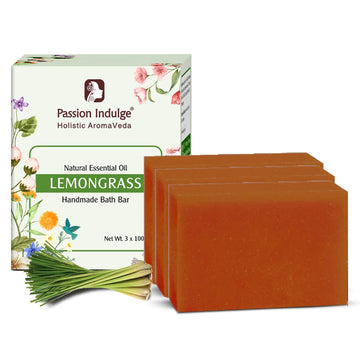 Handmade Bath Bar Soap Lemongrass - each 100gm | Natural & Vegan | Aromatherapy | Peta Certified( Pack of 3 ) - passionindulge