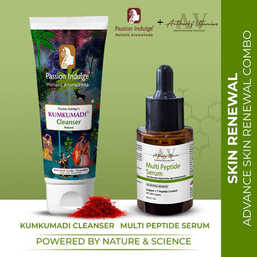 ADVANCE SKIN RENEWAL COMBO - Passion Indulge Kumkumadi Cleanser-100ml & ACTIHERBZ vitamins Multi Peptide Serum-30ml - passionindulge