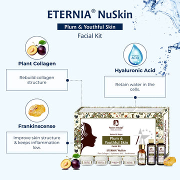 Eternia NuSkin 7 Star Facial Kit For Plum & Youthful Skin With Plant Collagen, Hyaluronic Acid, Frankincense | All Skin Types | Natural & Vegan| ageing kit | anti ageing | everyouth | natural effect | 7 steps