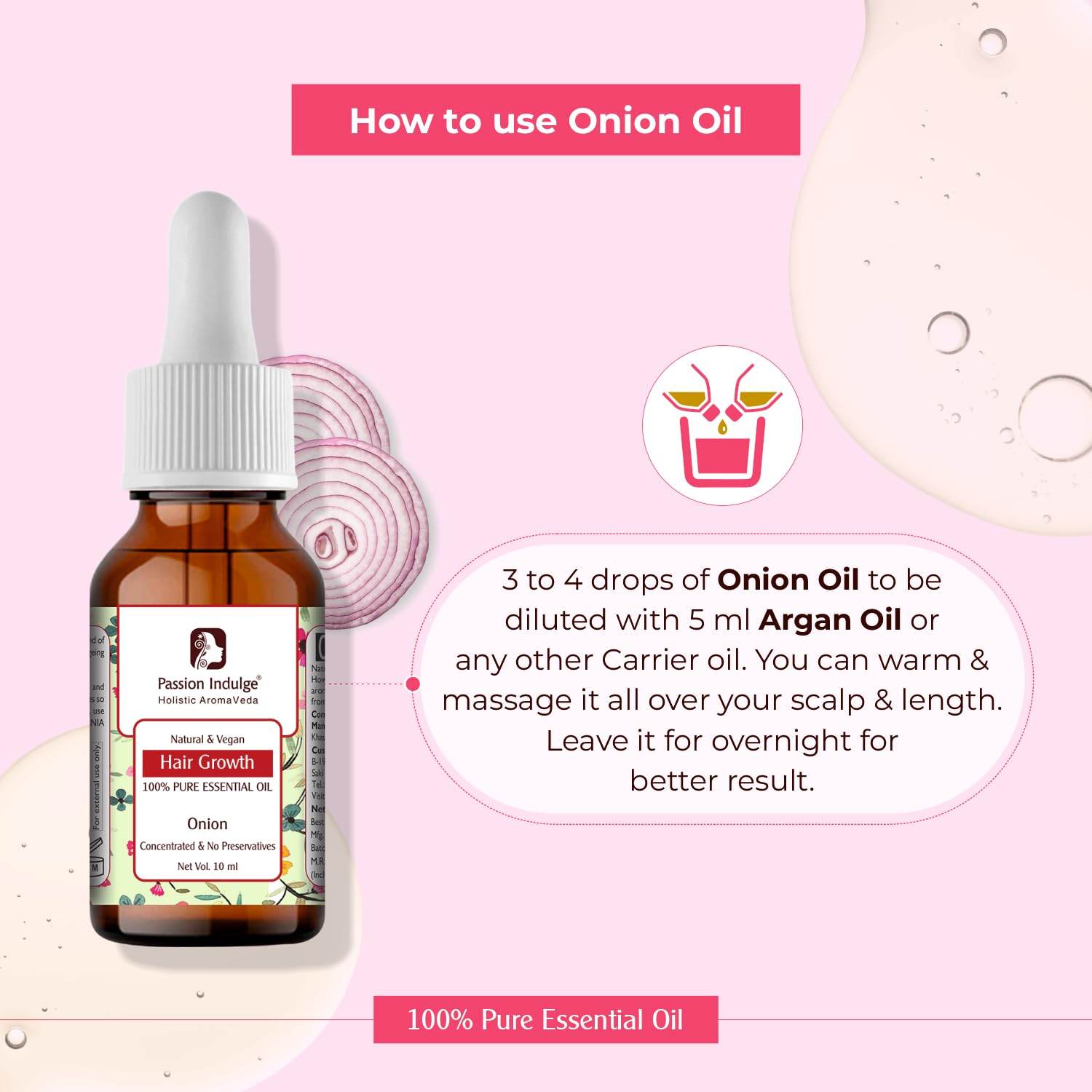 Onion Essential Oil | Helps for Hair Growth And Hair Fall Control | Natural & Vegan | All Hair Type - 10ml - passionindulge