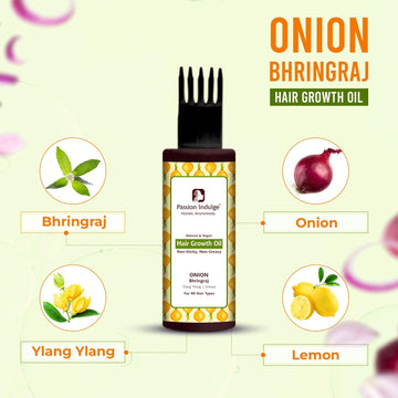 Onion and Bhringraj Hair Oil for hair fall and hair growth -with Bhringraj, Ylang Ylang, Onion, Lemon Oil Extract | Hair Oil | All Hair Type-100ml