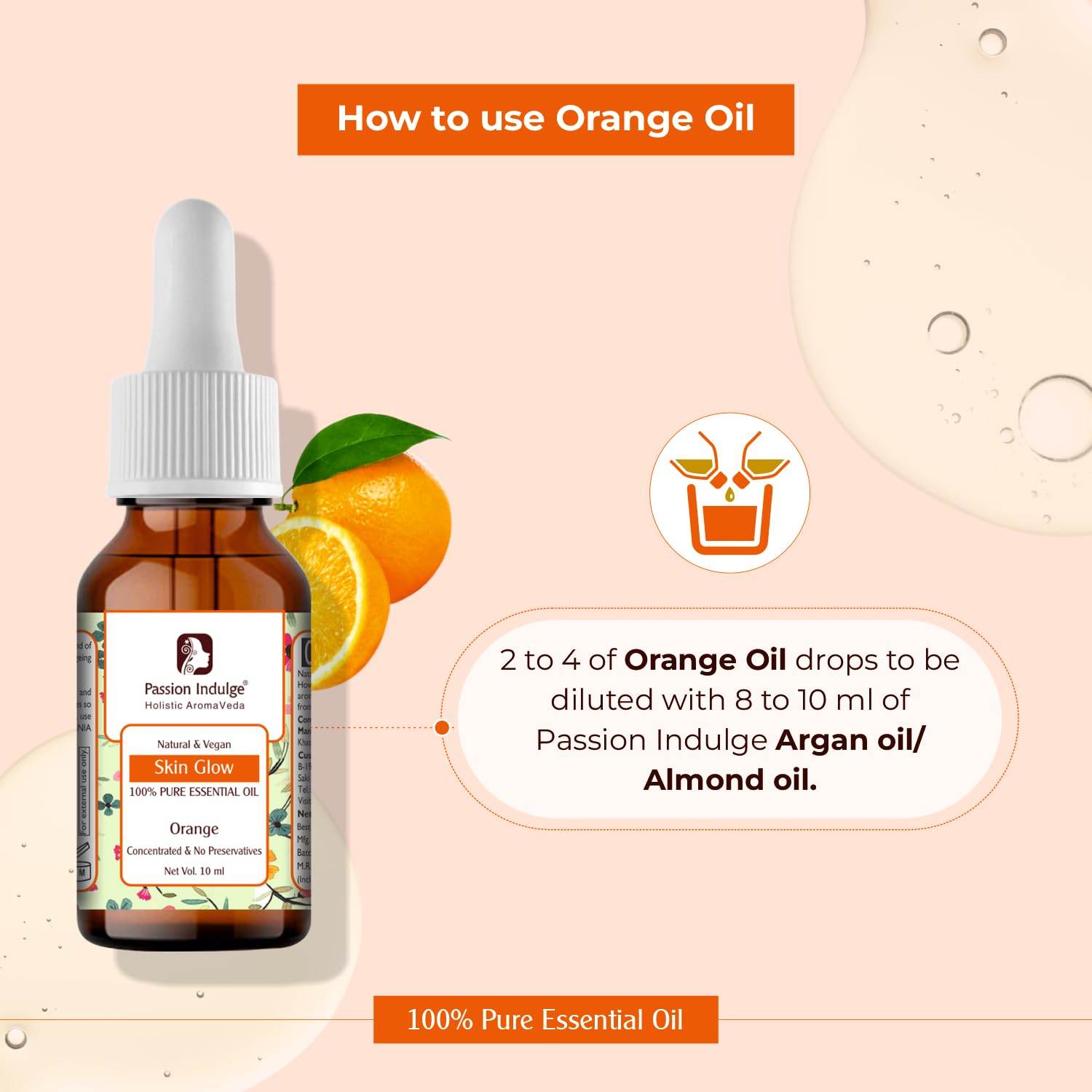 Orange Essential Oil 10ml for Glowing Skin & Anti-Aging | Skin rejuvenation |Skin irritation | Ayurvedic | Natural & Vegan - passionindulge