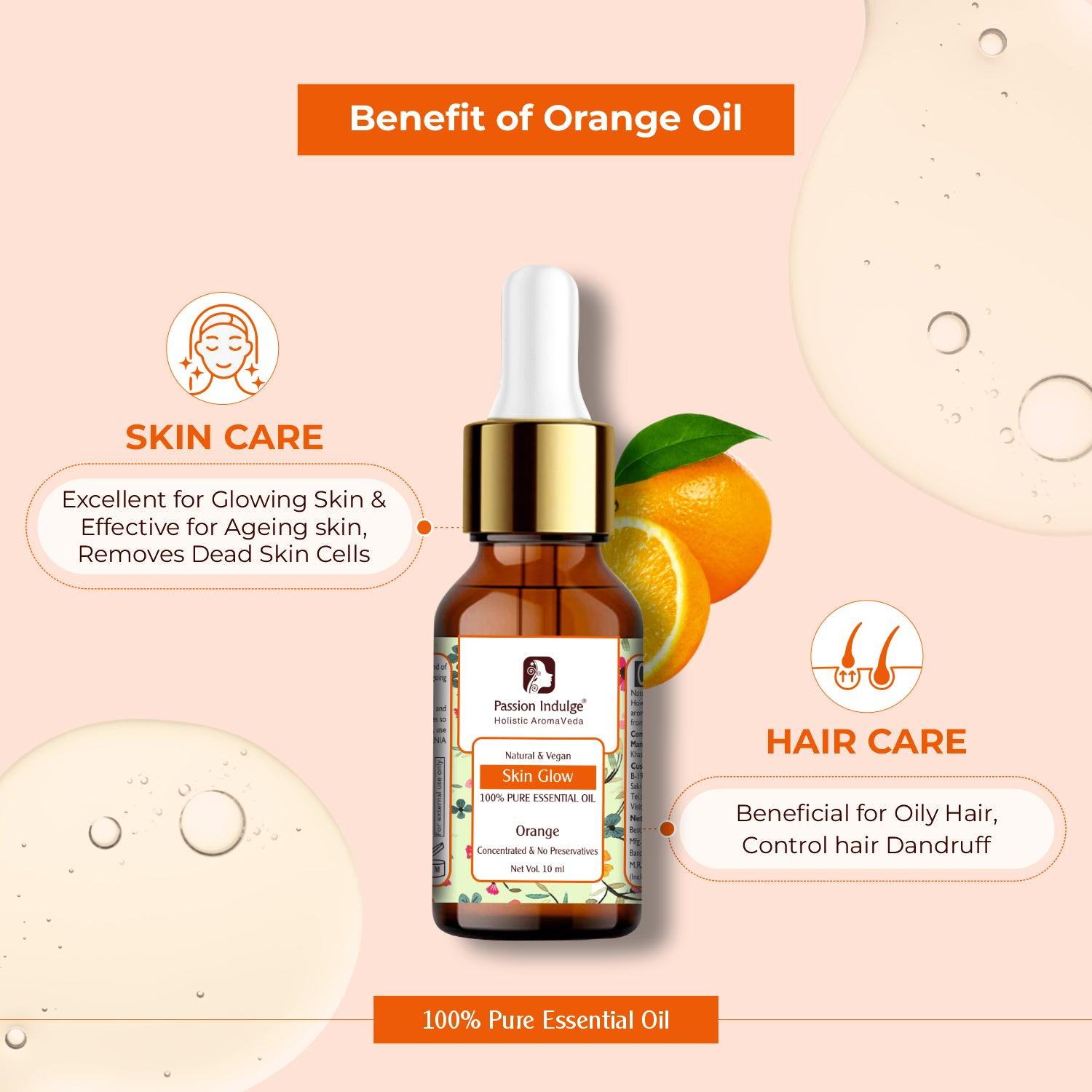 Orange Essential Oil 10ml for Glowing Skin & Anti-Aging | Skin rejuvenation |Skin irritation | Ayurvedic | Natural & Vegan - passionindulge