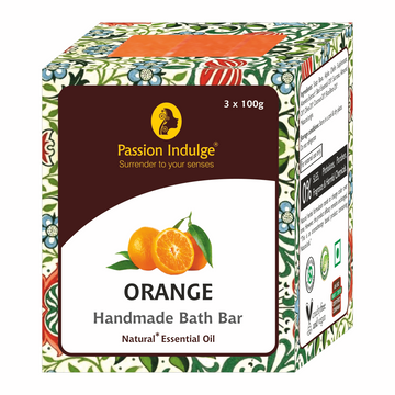 Handmade Bath Bar Soap Orange - each 100gm | Natural & Vegan | Aromatherapy | Peta Certified ( Pack of 3 )