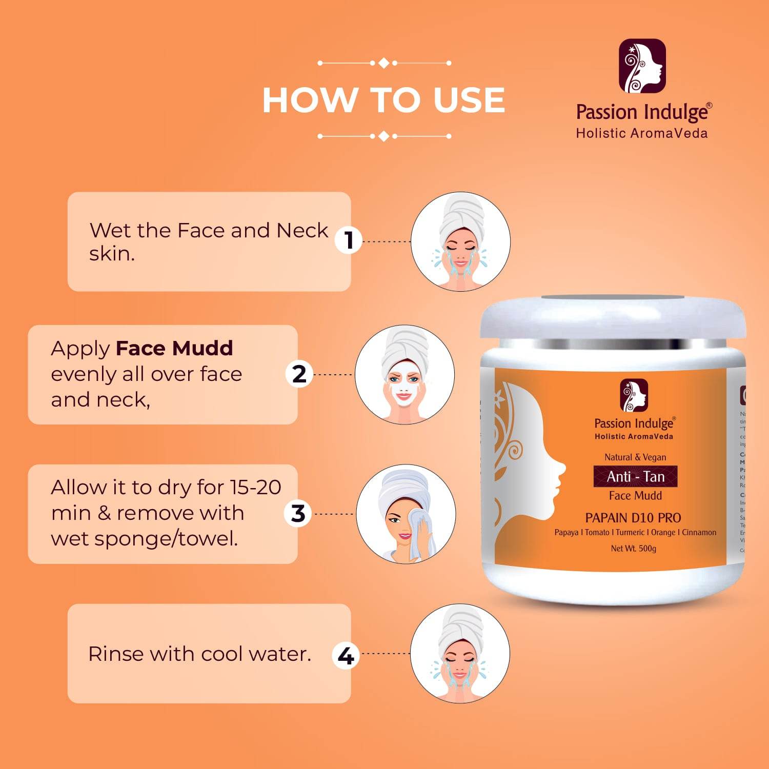 Professional Face Mudd PAPAIN D10 PRO- 500 gm |Face Mask for Tan removal - passionindulge