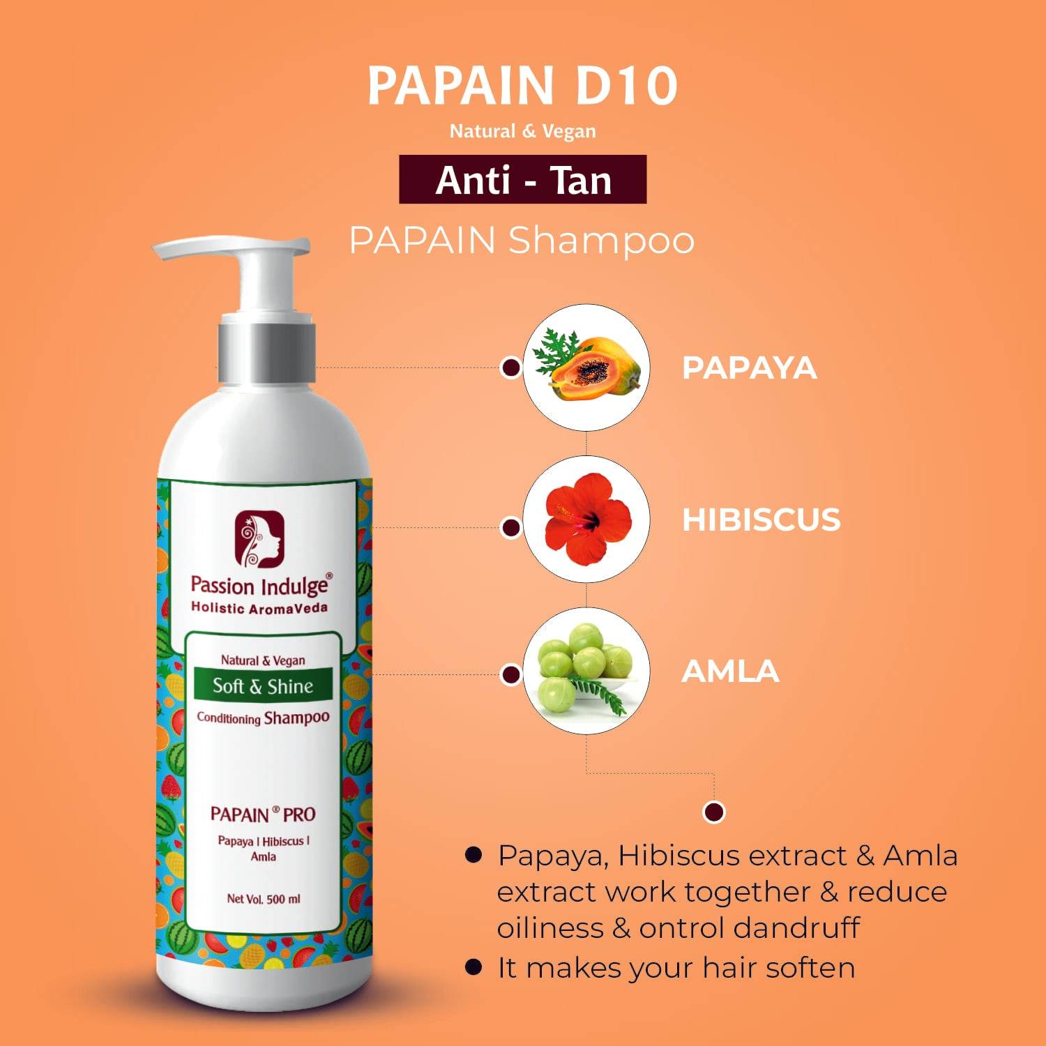 Professional Hair Softening conditioning Shampoo PAPAIN PRO 500 ml | Suitable for All Type Hair - passionindulge