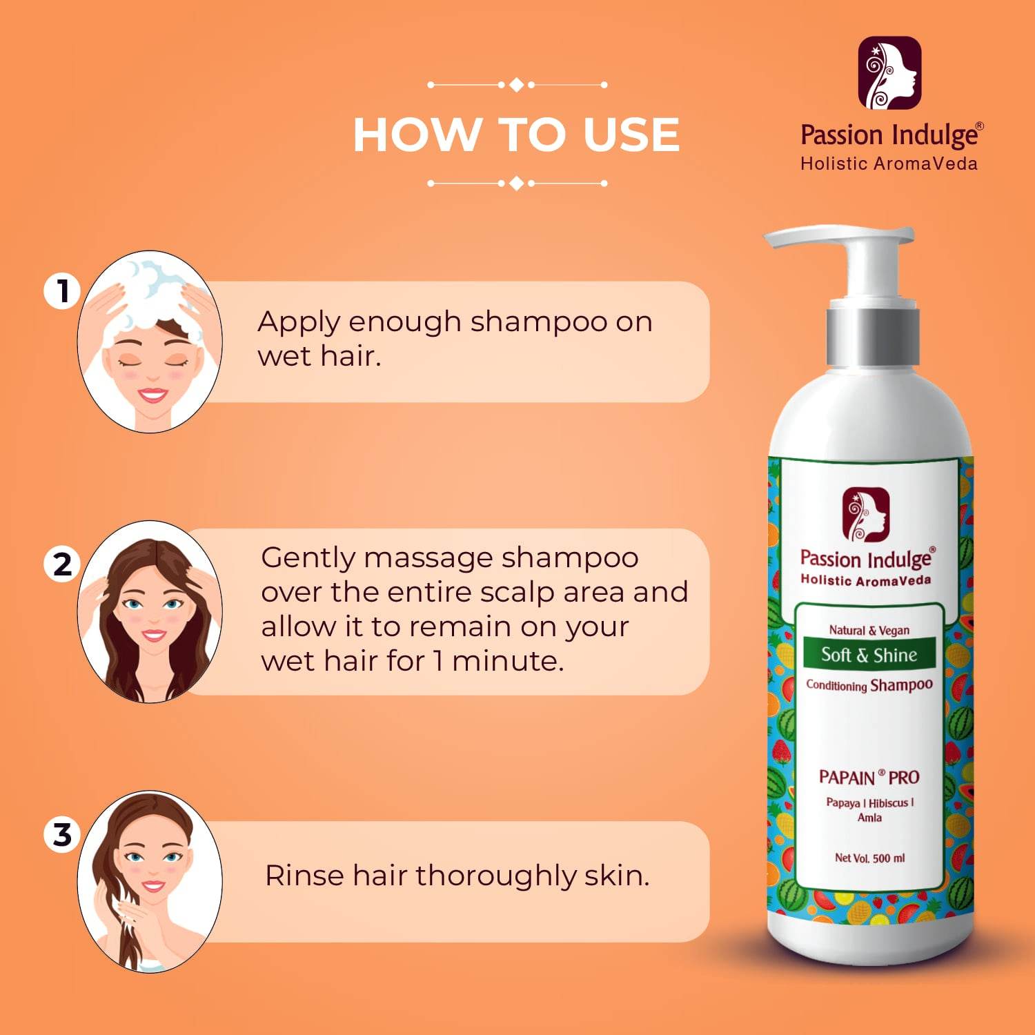 Professional Hair Softening conditioning Shampoo PAPAIN PRO 500 ml | Suitable for All Type Hair - passionindulge