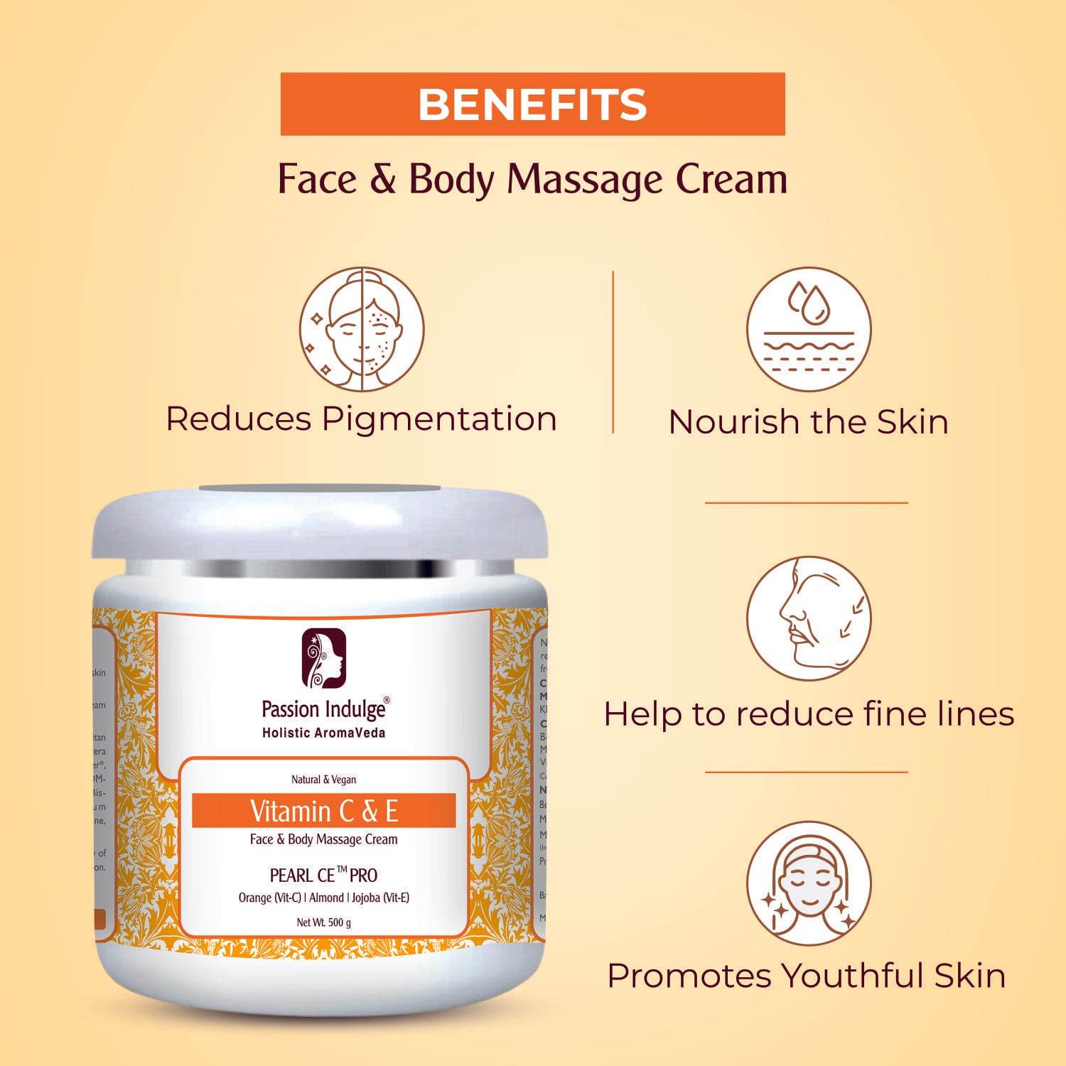 Professional Face Massage Cream PEARL CE PRO-500 gm | Massage cream for Glowing Face & Body Massage - passionindulge
