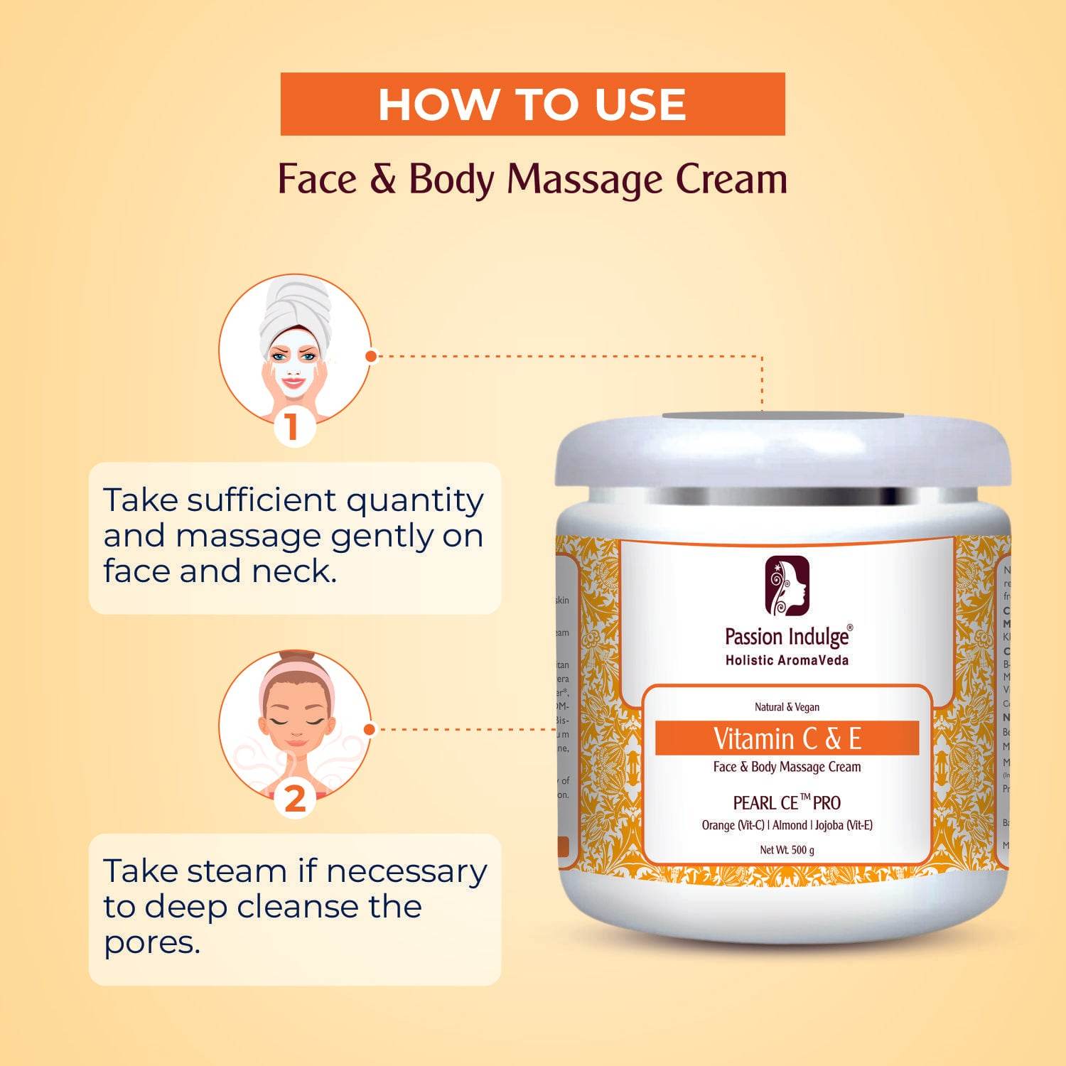 Professional Face Massage Cream PEARL CE PRO-500 gm | Massage cream for Glowing Face & Body Massage - passionindulge
