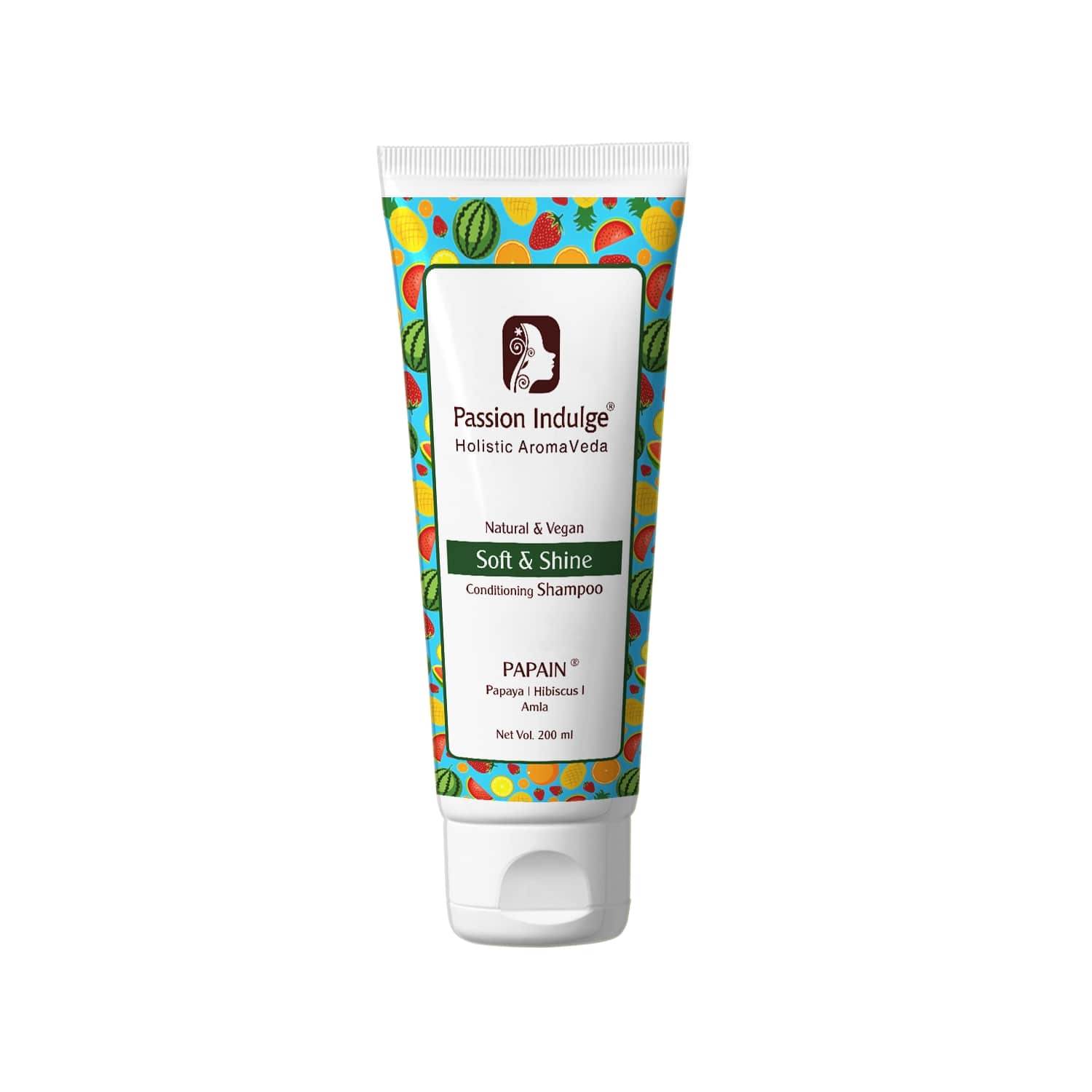 Papain 2 in 1 Conditioning Shampoo 200ml for Soft & Shining Hair | All Hair Type | Ayurvedic | Vegan & Natural - - passionindulge