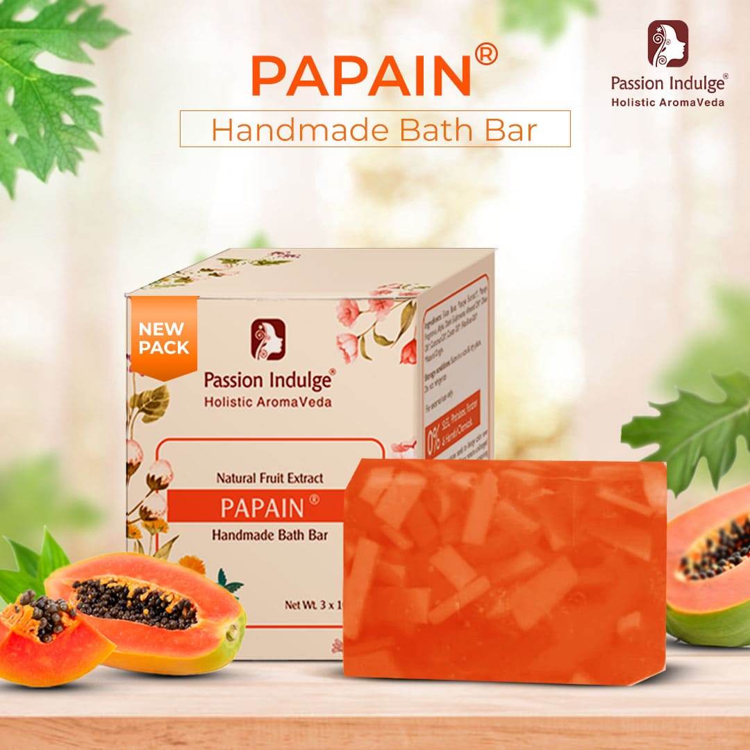 Handmade Bath Bar Soap Papain - each 100gm | Natural & Vegan | Aromatherapy | Peta Certified( Pack of 3 ) - passionindulge