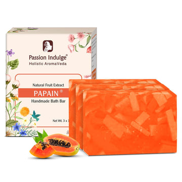 Handmade Bath Bar Soap Papain - each 100gm | Natural & Vegan | Aromatherapy | Peta Certified( Pack of 3 ) - passionindulge