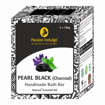 Handmade Bath Bar Soap Pearl Black (Charcoal) - each 100gm | Natural & Vegan |Peta Certified ( Pack of 3 )
