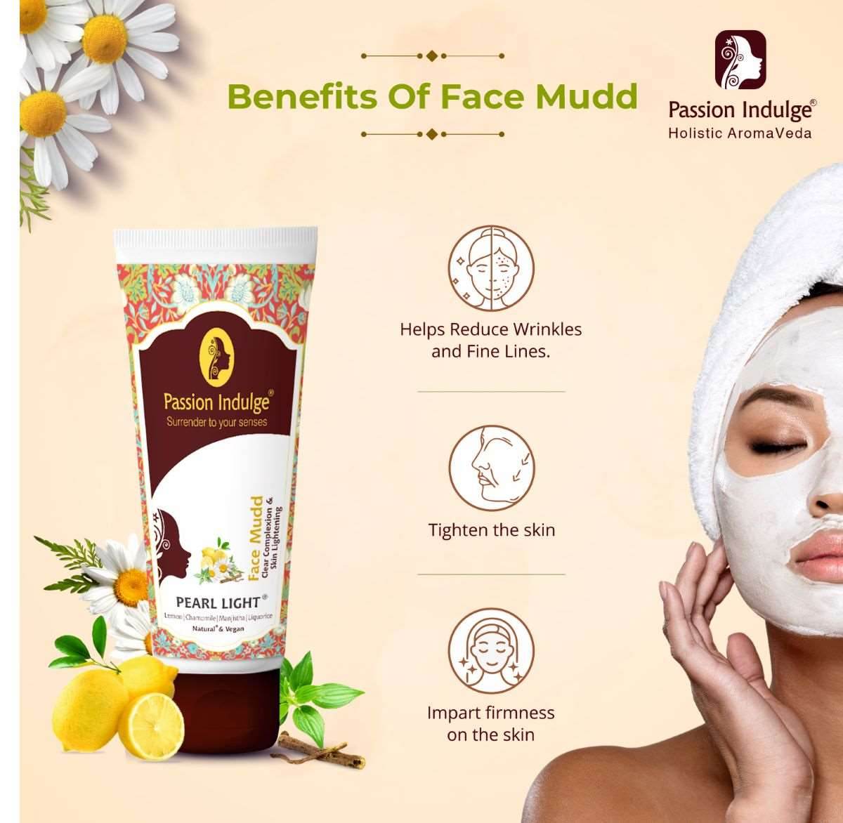 Pearl Light Cleanser 100ml & Face Mudd 100gm For Dark Spots Reduction | Skin Brightening & Lightening | Glowing Skin | Natural & Vegan | Ayurvedic - passionindulge