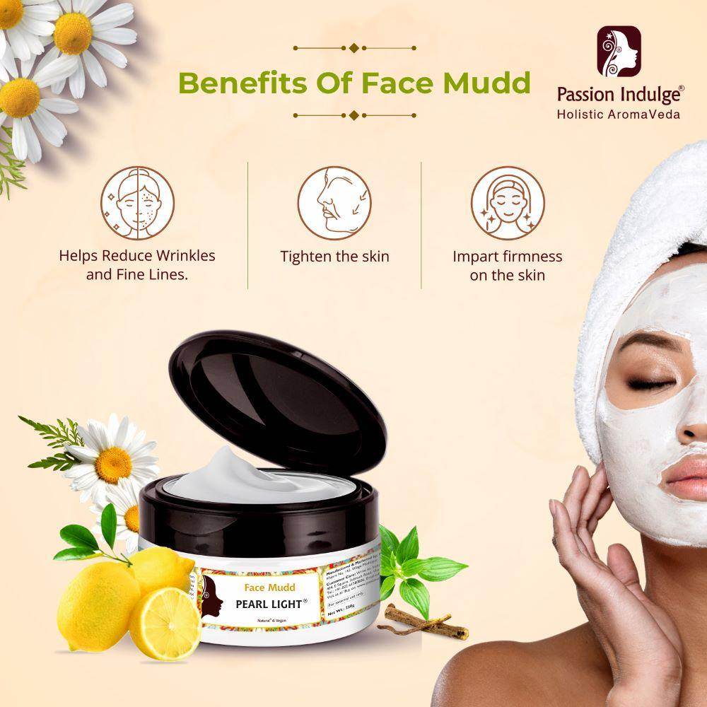 Pearl Light Face Mudd Pack For Skin Brightening | Skin Lightening | Spot Reduction | Reduce pigmentation | glowing Skin | Natural & Vegan 250gm - passionindulge