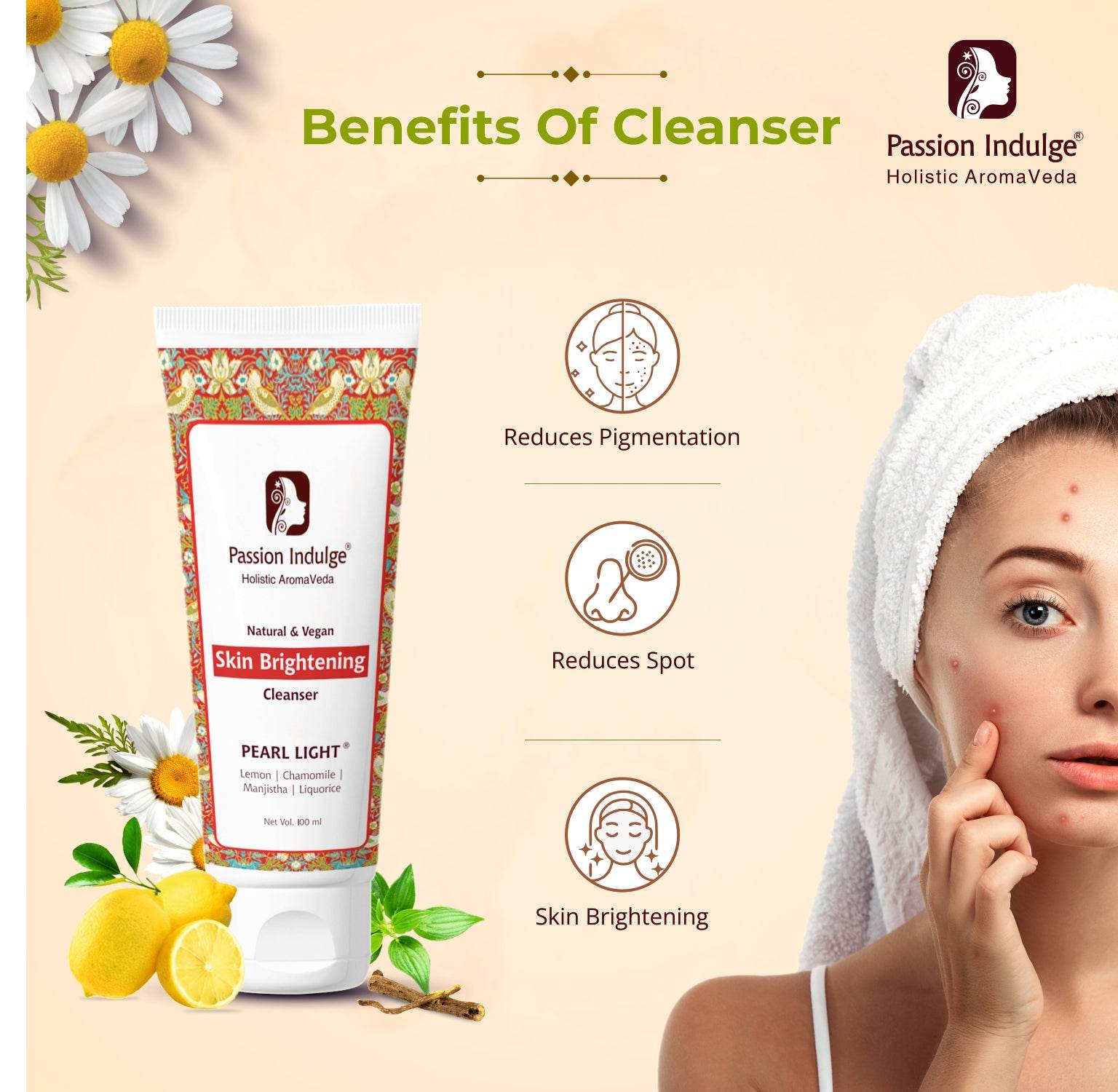 ADVANCE SKIN LIGHTENING COMBO - Passion Indulge Pearl Light Cleanser & ACTIHERBZ vitamins HGF Advanced aqua based Peptide Face Serum - passionindulge