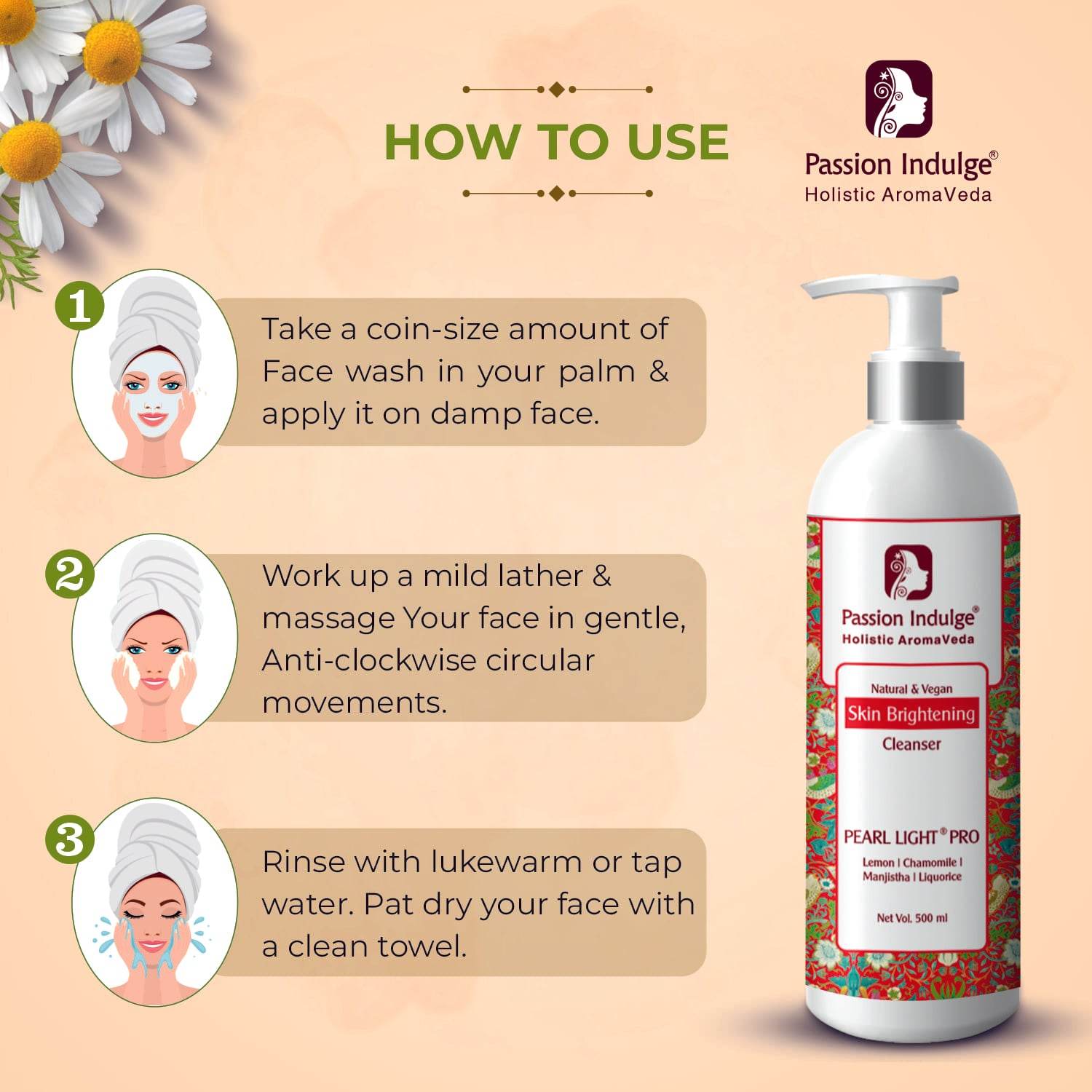 Professional Skin Brightening Face Cleanser PEARL LIGHT PRO -500 ml| Dark Spot Reduction | Suitable for all skin type - passionindulge