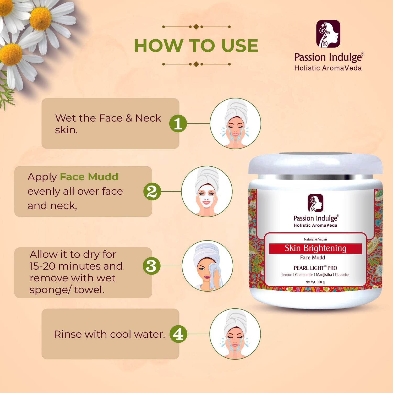 Professional Face Mudd PEARL LIGHT PRO-500 gm | Fack mask for skin brightening - passionindulge