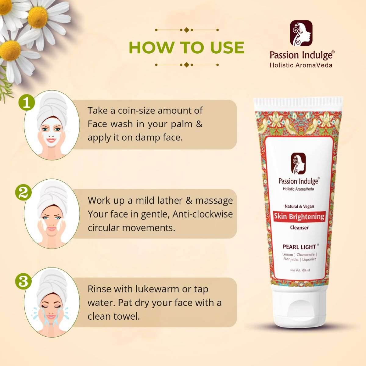 Kumkumadi Cleanser 100ml For Glowing Skin | Shine & Brightness | Anti Aging|16 Herbs | & Pearl Light Cleanser For Skin Lightening & Brightening 100ml - passionindulge