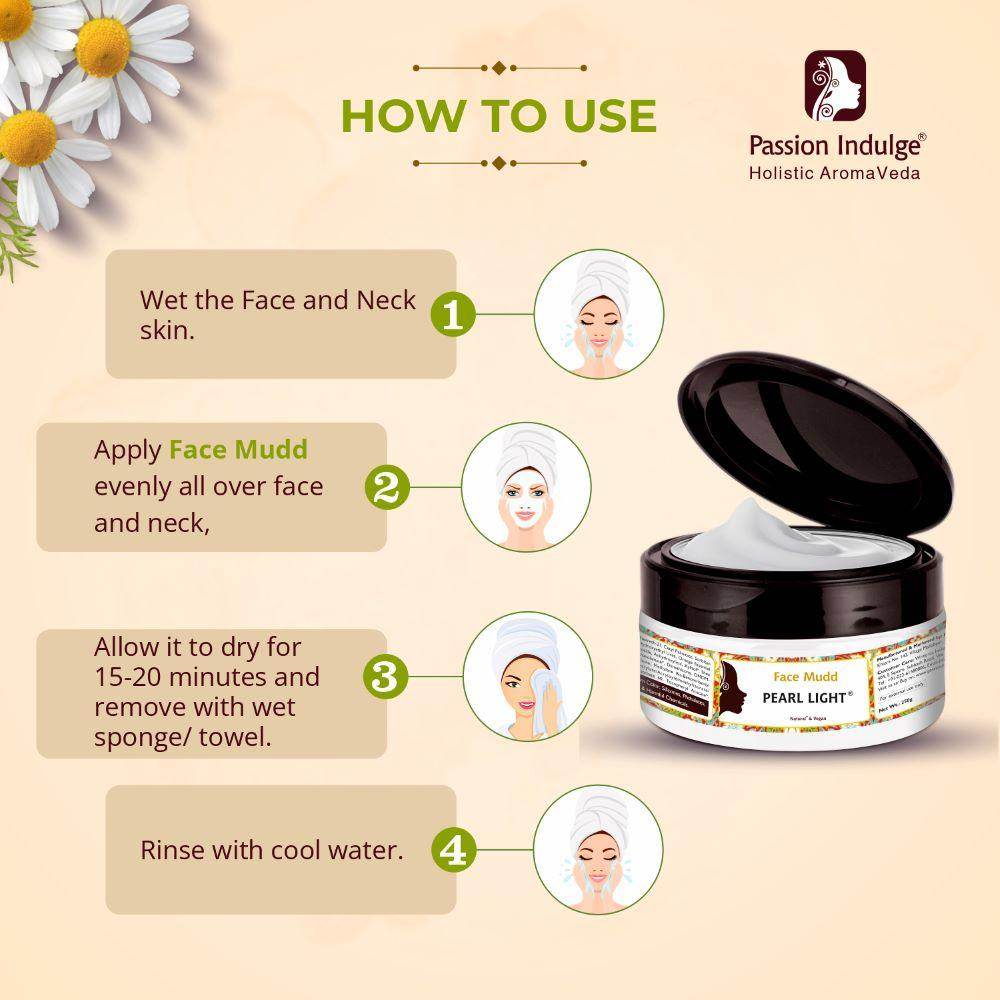 Pearl Light Face Mudd Pack For Skin Brightening | Skin Lightening | Spot Reduction | Reduce pigmentation | glowing Skin | Natural & Vegan 250gm - passionindulge