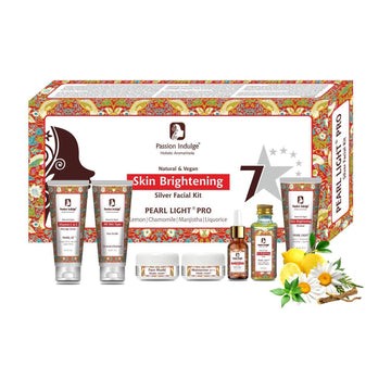 Pearl Light 7 Star Pro Facial Kit For Skin Brightening & Shine With Lemon, Chamomile, Manjistha, Liquorice| All Skin Types | Natural & Vegan | professional Kit| skin lightening| spot reduction | 7 steps - passionindulge