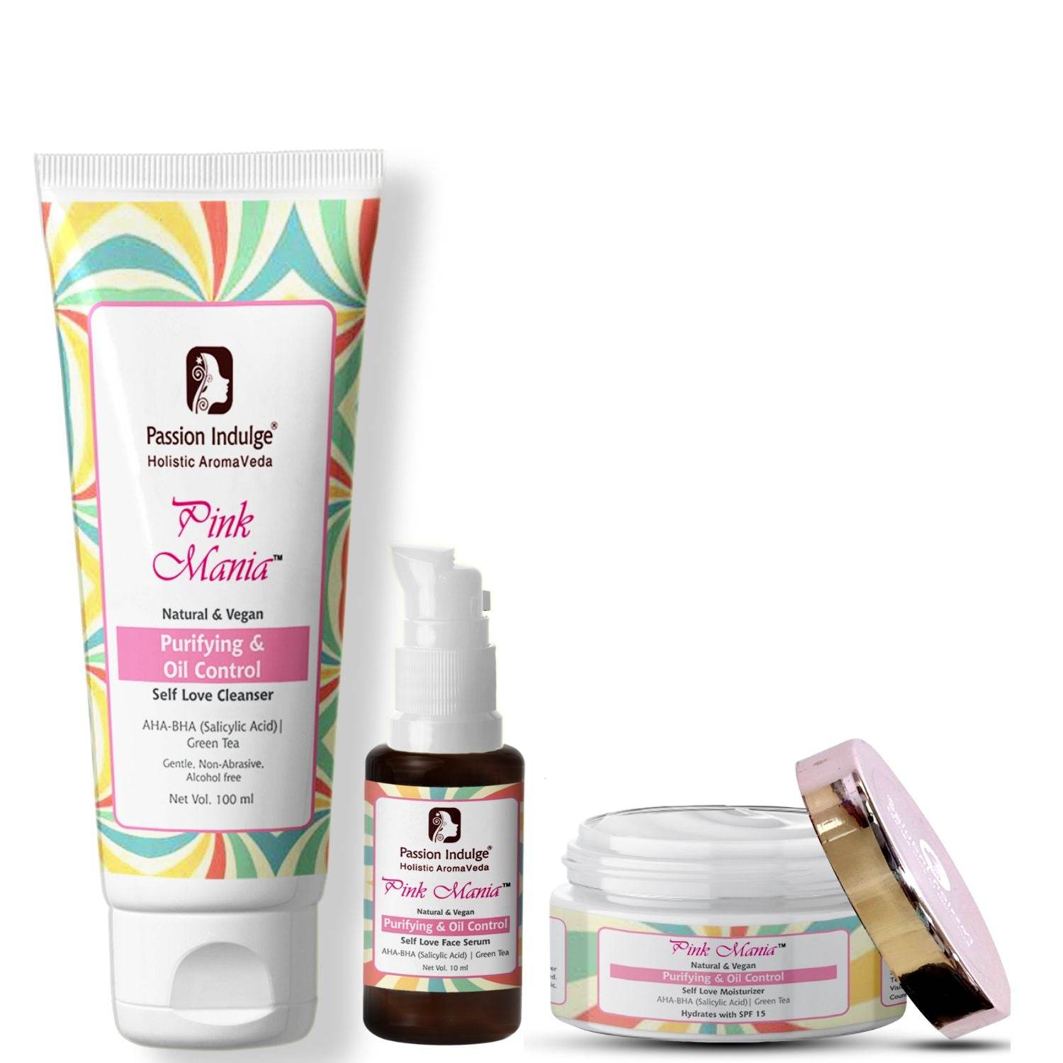 Salicylic acid Acne Control Kit - Pinkmania Cleanser, Serum & Moisturizer - passionindulge