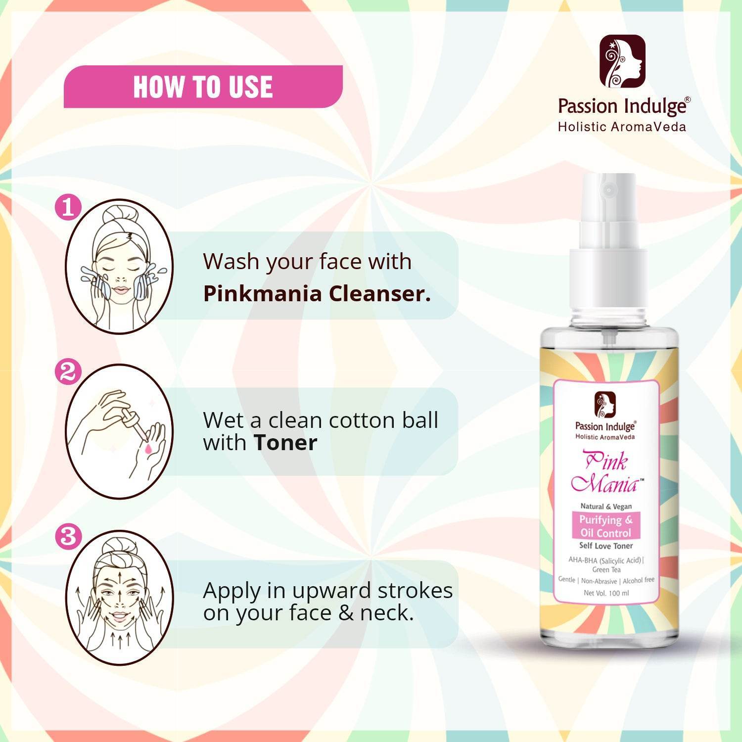Pink Mania AHA BHA Purifying & Oil Control Face Cleanser & AHA-BHA Face Toner For Acne Control & Clear Skin - passionindulge