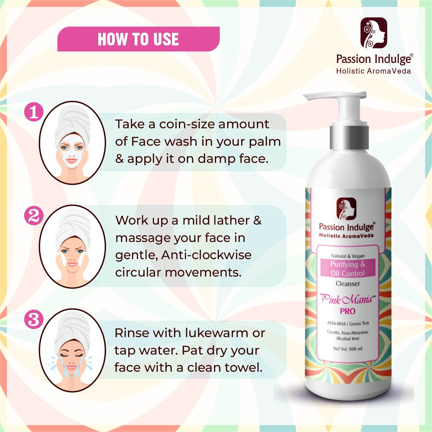 Professional Anti-acne face Cleanser- Pinkmania PRO | Skin Purifying, Oil Control with AHA BHA- 500 ml - passionindulge