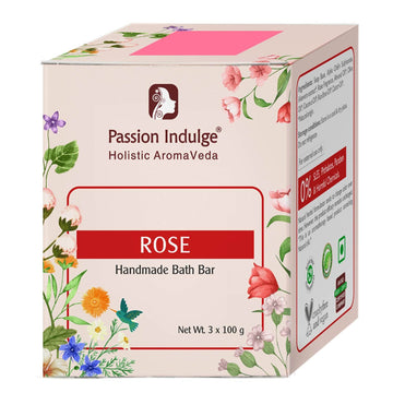 Handmade Bath Bar Soap Rose - each 100gm | Natural & Vegan | Aromatherapy | Peta Certified ( Pack of 3 ) - passionindulge