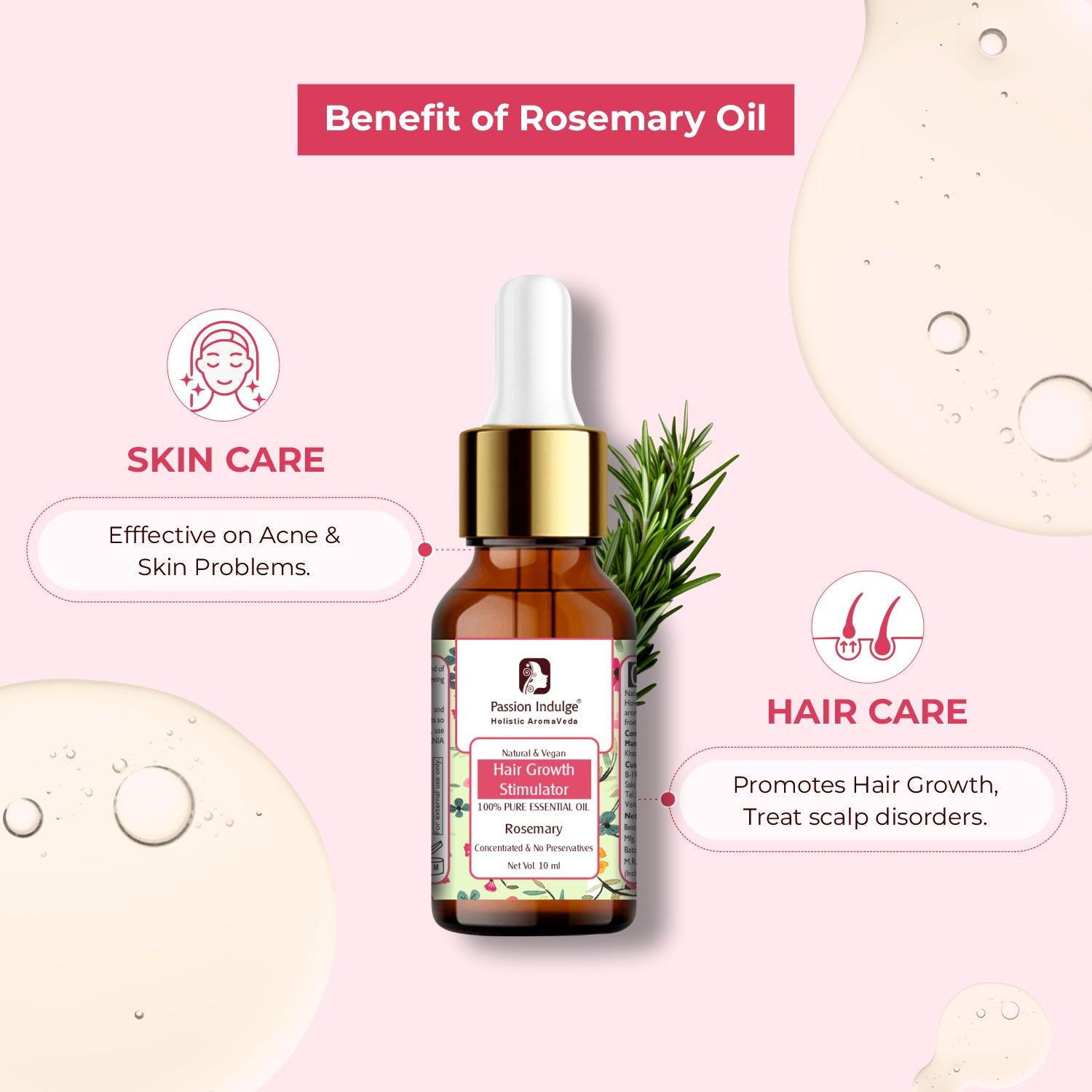 Rosemary Essential Oil for Refreshing Skin, Reduces Acne, Scalp Disorders and Promotes Hair Growth | Natural & Vegan - passionindulge