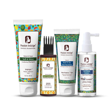 Hair Softening &  Hair Growth Kit -Onion Oil,Rosemary Hair Growth Serum, Hair Proteinz Spa & Papain 2 in 1 Conditioning Shampoo