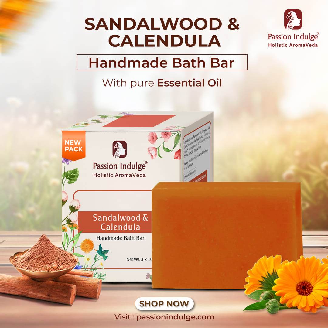 Handmade Bath Bar Soap Sandalwood - each 100gm | Natural & Vegan | Aromatherapy | Peta Certified (Pack of 3) - passionindulge