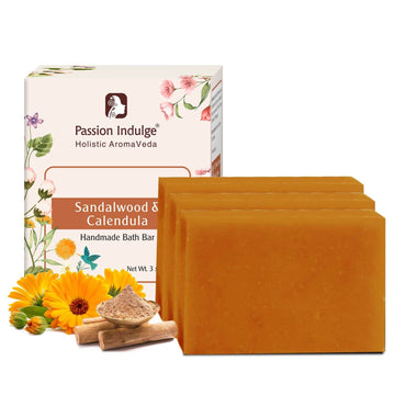 Handmade Bath Bar Soap Sandalwood - each 100gm | Natural & Vegan | Aromatherapy | Peta Certified (Pack of 3) - passionindulge