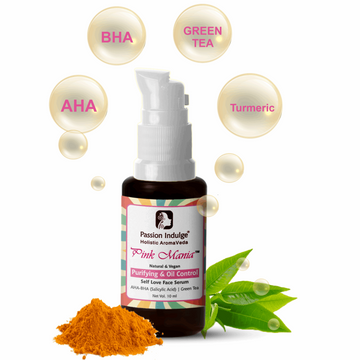 Pink Mania AHA BHA Purifying & Oil Control Face Serum With Turmeric & Green Tea |Exfoliate dead cell, Reduces blackheads & Improves skin texture | All Skin Types -10ml