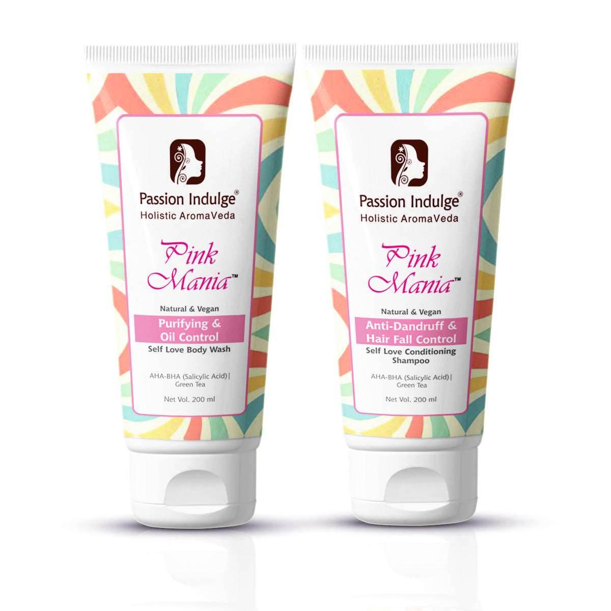 Pink Mania AHA BHA Anti-Dandruff & Hair Fall Control Shampoo & Oil Controlling Body Wash Combo For Healthy Skin With Turmeric & Green Tea Extract | Reduce Hair Fall & Moisturizing Skin - passionindulge