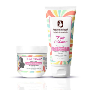 Pink Mania AHA BHA Purifying & Oil Control Face Scrubb & Anti-Dandruff & Hair Fall Control Shampoo Combo | Fights Skin infection & Reduce Hair Fall - passionindulge