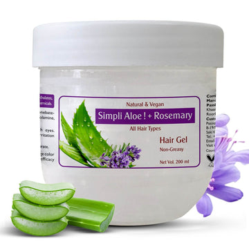 Simpli Aloe + Rosemary Hair Gel | Natural & Vegan | Non-Greasy Styling Gel for All Hair Types | 100% Herbal & Nourishing Hair Care - passionindulge