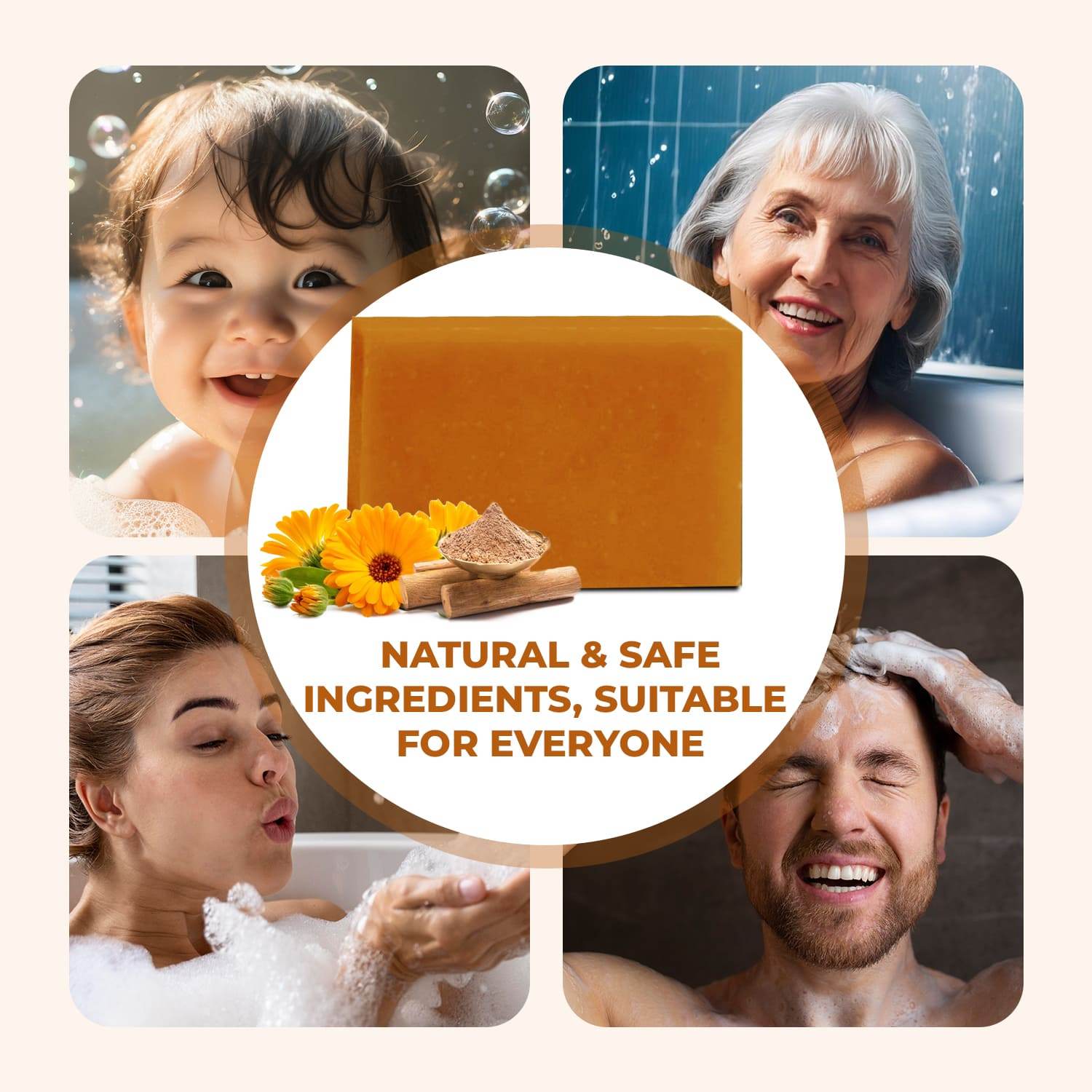 Handmade Bath Bar Soap Sandalwood - each 100gm | Natural & Vegan | Aromatherapy | Peta Certified (Pack of 3) - passionindulge