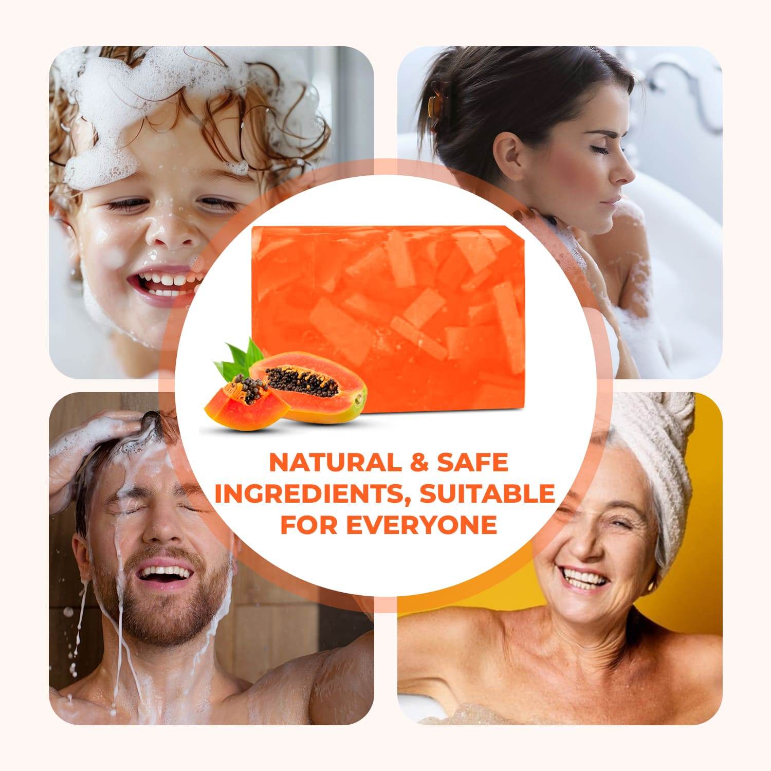 Handmade Bath Bar Soap Papain - each 100gm | Natural & Vegan | Aromatherapy | Peta Certified( Pack of 3 ) - passionindulge