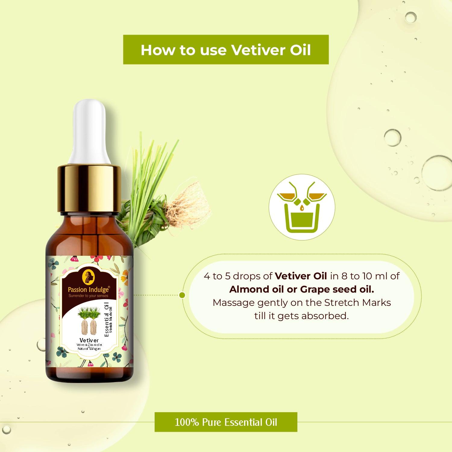 Vetiver Essential Oil 10ml For Stretch Marks | Natural & Vegan | All Skin Type - passionindulge