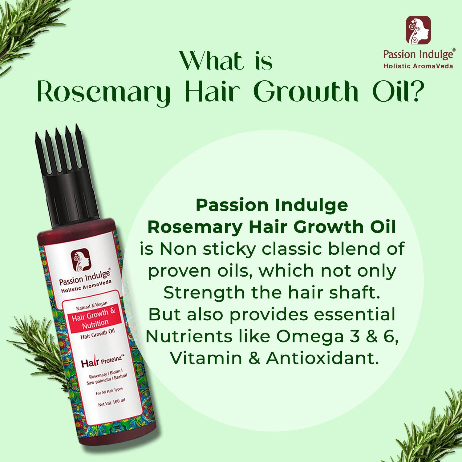 HAIR PROTEINZ Rosemary Hair Growth Oil with Biotin-100 ml , Stimulate hair growth, Control hair fall, Hair Breakage - passionindulge